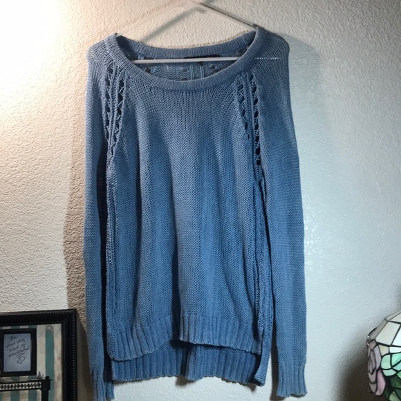✨Rag & Bone✨ EUC Loose/Open Knit Denim-Blue Sweater 100% Cotton Size Small Luxe - Picture 1 of 7